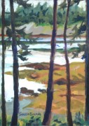 Horizontals and Verticals, Saturna island BC 13 x11in acrylic