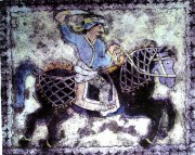 Moghul horseman, monoprint,15in x 18in