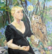The Owl Whisperer, acrylic 36 x 36in